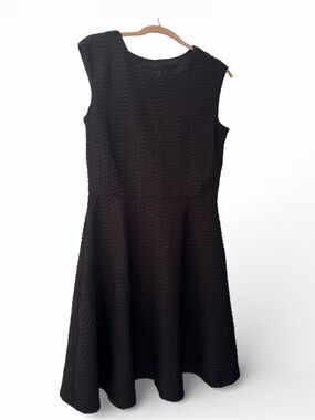Classic Black Textured A-Line Dress - LBD-Sleeveless-Size 12